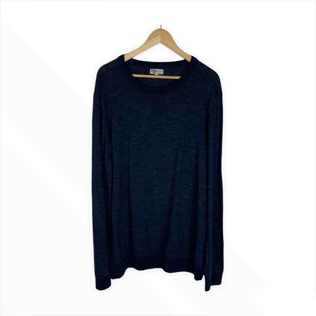 Lee Cooper Blue Linen Blend Crew Neck Lightweight Sweatshirt